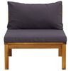 vidaXL Sectional Middle Sofa with Dark Grey Cushions Solid Acacia Wood