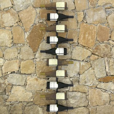 vidaXL Wall-mounted Wine Rack for 10 Bottles Black Metal, black vidaXL Wall-mounted Wine Rack for 10 Bottles Black Metal