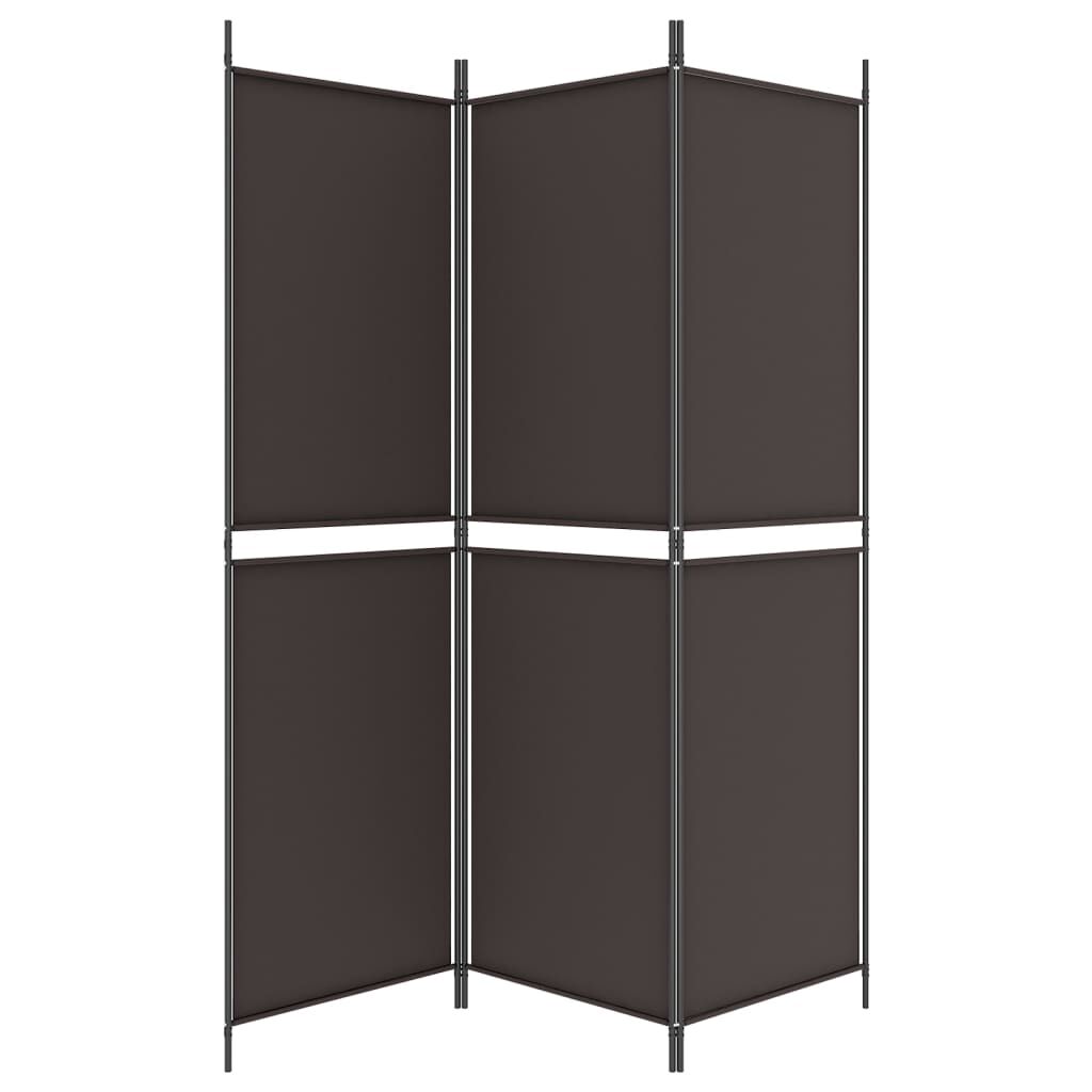 vidaXL 3-Panel Room Divider Brown 150x180 cm Fabric