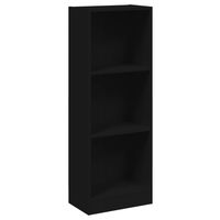 vidaXL 3-Tier Book Cabinet Black 40x24x109 cm Engineered Wood, black vidaXL 3-Tier Book Cabinet Black 40x24x109 cm Engineered Wood