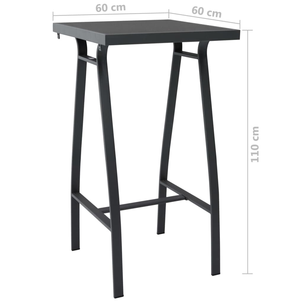 vidaXL 3 Piece Garden Bar Set Black and Grey