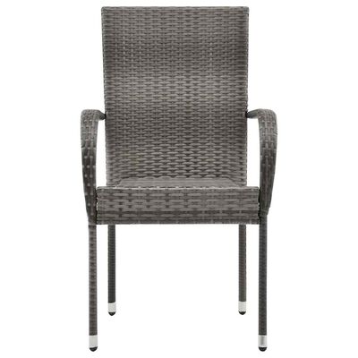 vidaXL Stackable Outdoor Chairs 6 pcs Grey Poly Rattan, grey vidaXL Stackable Outdoor Chairs 6 pcs Grey Poly Rattan