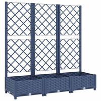 vidaXL Garden Planter with Trellis Blue Grey 120x40x121.5 cm PP