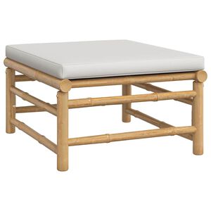 vidaXL Garden Footstool with Light Grey Cushion Bamboo