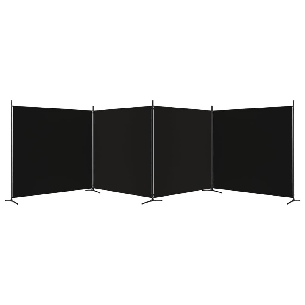 vidaXL 4-Panel Room Divider Black 698x180 cm Fabric