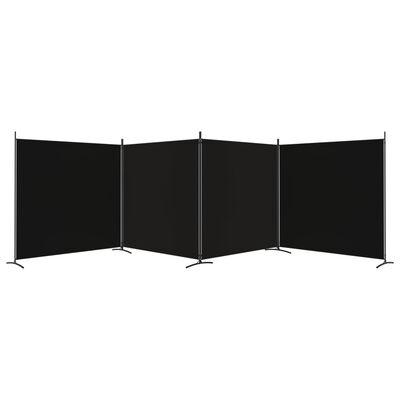 vidaXL 4-Panel Room Divider Black 698x180 cm Fabric, black vidaXL 4-Panel Room Divider Black 698x180 cm Fabric