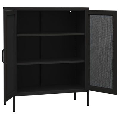 vidaXL Storage Cabinet Black 80x35x101.5 cm Steel, black vidaXL Storage Cabinet Black 80x35x101.5 cm Steel
