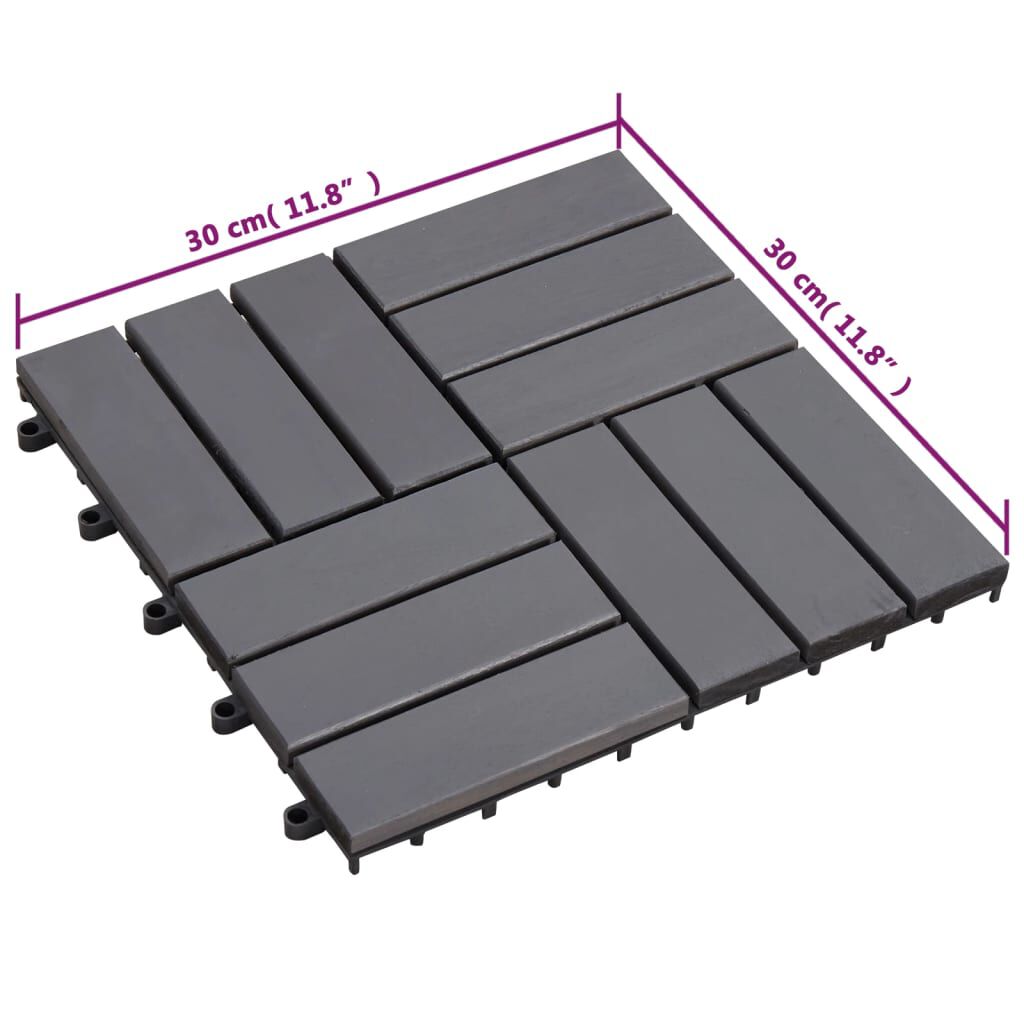 vidaXL Decking Tiles 10 pcs Grey Wash 30x30 cm Solid Acacia Wood
