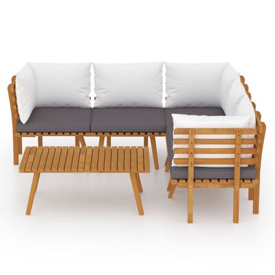 vidaXL 6 Piece Garden Lounge Set with Cushions Solid Wood Acacia,  vidaXL 6 Piece Garden Lounge Set with Cushions Solid Wood Acacia
