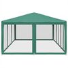 vidaXL Party Tent with 10 Mesh Sidewalls Green 6x4 m HDPE