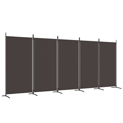 vidaXL 5-Panel Room Divider Brown 433x180 cm Fabric, brown vidaXL 5-Panel Room Divider Brown 433x180 cm Fabric