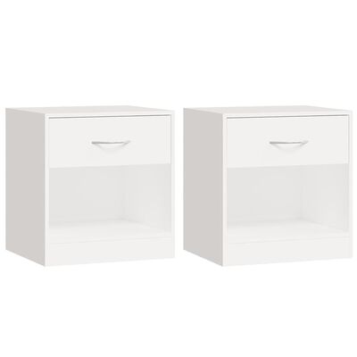 vidaXL Nightstand 2 pcs with Drawer White, white vidaXL Nightstand 2 pcs with Drawer White