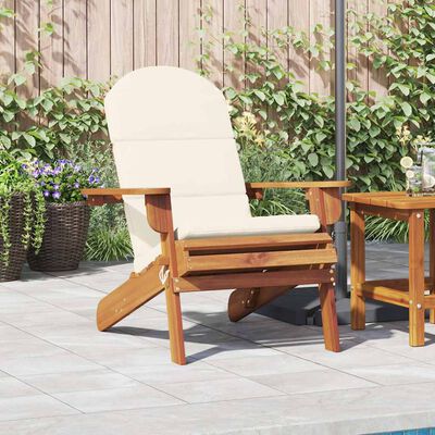 vidaXL Adirondack Garden Chair with Cushions Solid Wood Acacia, brown and cream vidaXL Adirondack Garden Chair with Cushions Solid Wood Acacia