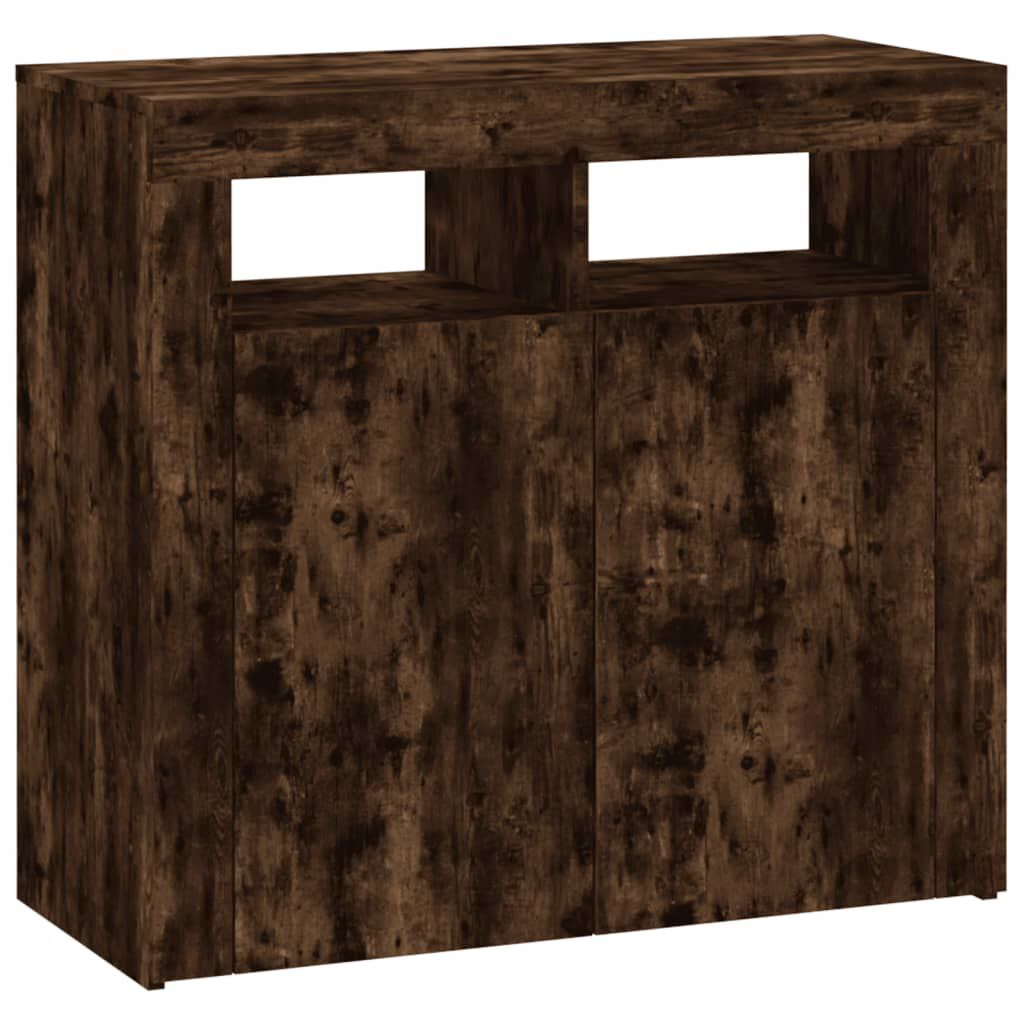 vidaXL Sideboard with LED Lights Smoked Oak 80x35x75 cm