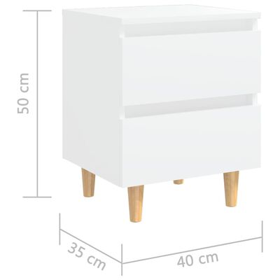 vidaXL Bed Cabinets with Solid Pinewood Legs 2 pcs White 40x35x50 cm, white vidaXL Bed Cabinets with Solid Pinewood Legs 2 pcs White 40x35x50 cm