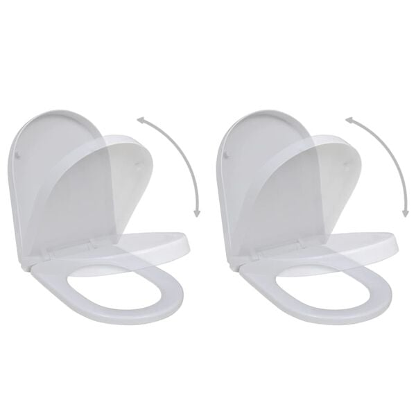 vidaXL Toilet Seats with Soft Close Lids 2 pcs Plastic White