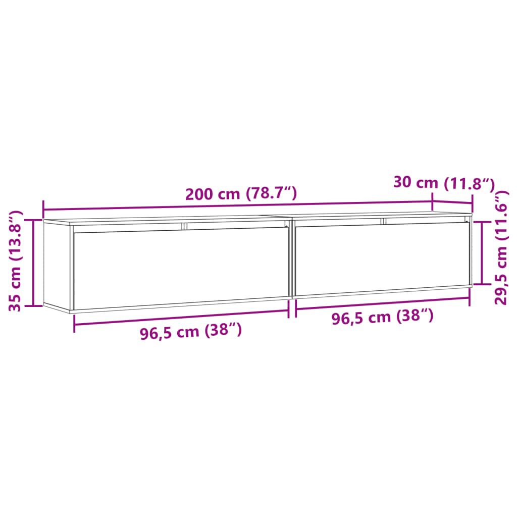 vidaXL Wall Cabinets 2 pcs 100x30x35 cm Solid Wood Pine