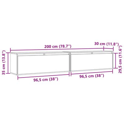 vidaXL Wall Cabinets 2 pcs 100x30x35 cm Solid Wood Pine, natural vidaXL Wall Cabinets 2 pcs 100x30x35 cm Solid Wood Pine