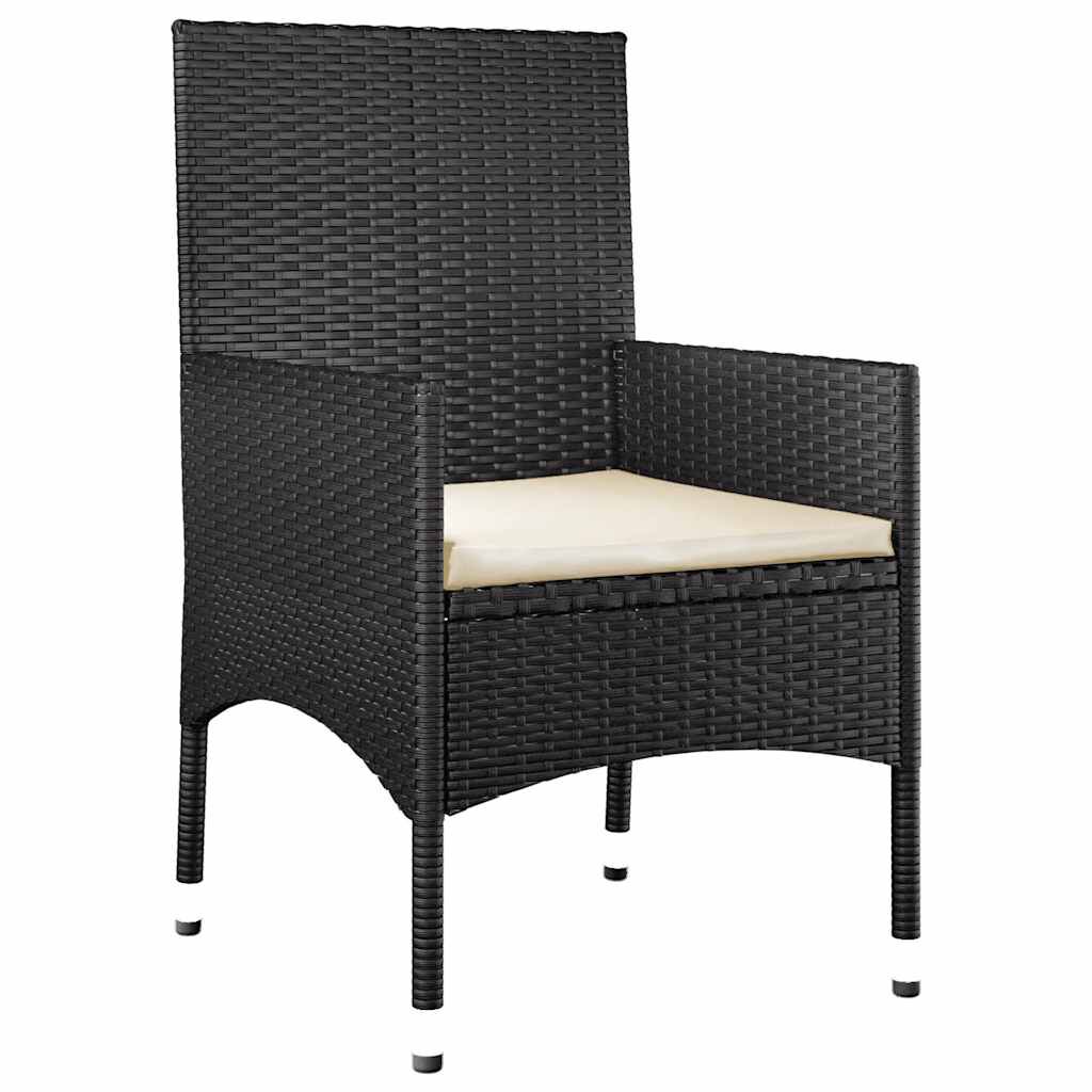 vidaXL 4 Piece Garden Lounge Set with Cushions Black Poly Rattan