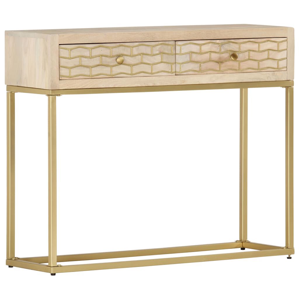 vidaXL Console Table Gold 90x30x75 cm Solid Mango Wood
