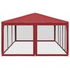 vidaXL Party Tent with 10 Mesh Sidewalls Red 6x4 m HDPE