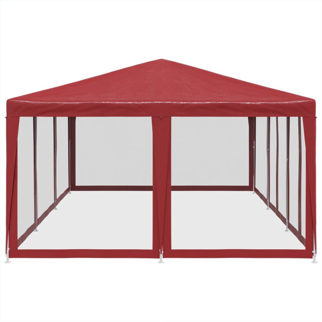 vidaXL Party Tent with 10 Mesh Sidewalls Red 6x4 m HDPE