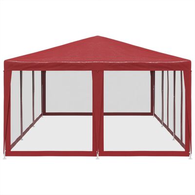 vidaXL Party Tent with 10 Mesh Sidewalls Red 6x4 m HDPE