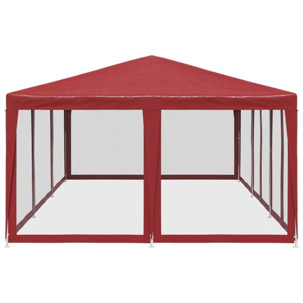 vidaXL Party Tent with 10 Mesh Sidewalls Red 6x4 m HDPE