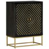 vidaXL Sideboard with 2 Doors Black&Gold 55x30x75 cm Solid Wood Mango