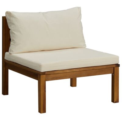 vidaXL 3 Piece Garden Lounge Set with Cream White Cushions Acacia Wood