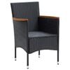 vidaXL 5 Piece Garden Dining Set with Cushions Poly Rattan Black