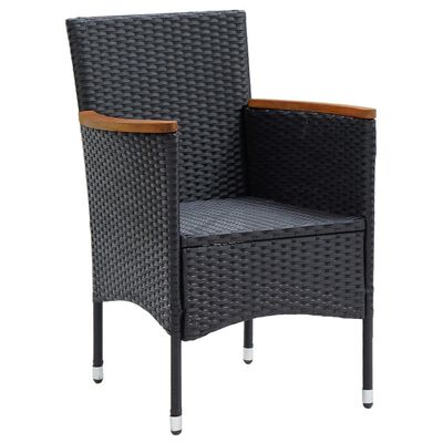 vidaXL 5 Piece Garden Dining Set with Cushions Poly Rattan Black, black and brown vidaXL 5 Piece Garden Dining Set with Cushions Poly Rattan Black