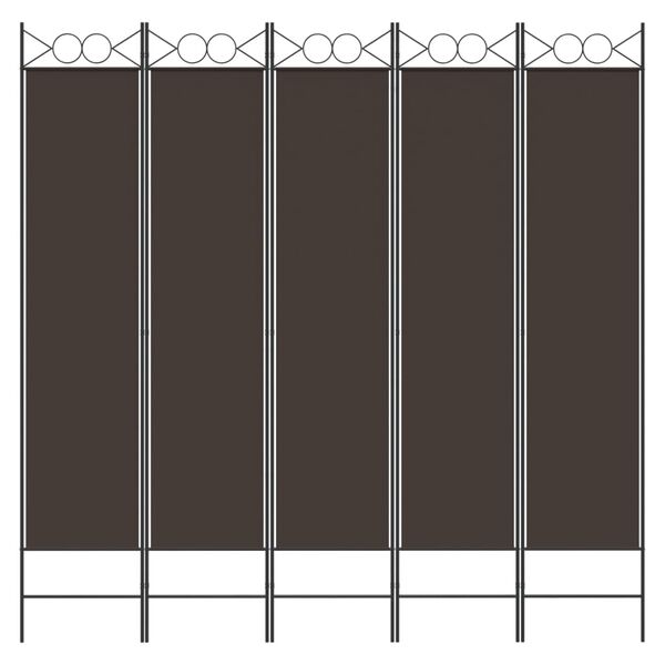 vidaXL 5-Panel Room Divider Brown 200x200 cm Fabric