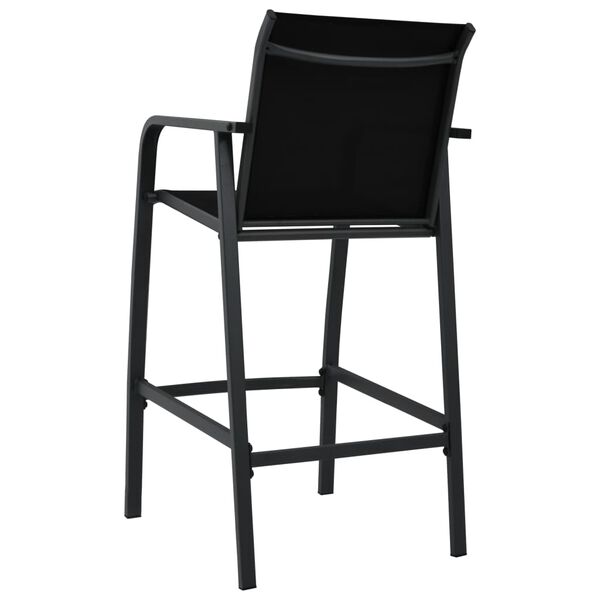 vidaXL Garden Bar Chairs 4 pcs Black Textilene