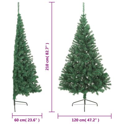 vidaXL Artificial Half Christmas Tree with Stand Green 210 cm PVC