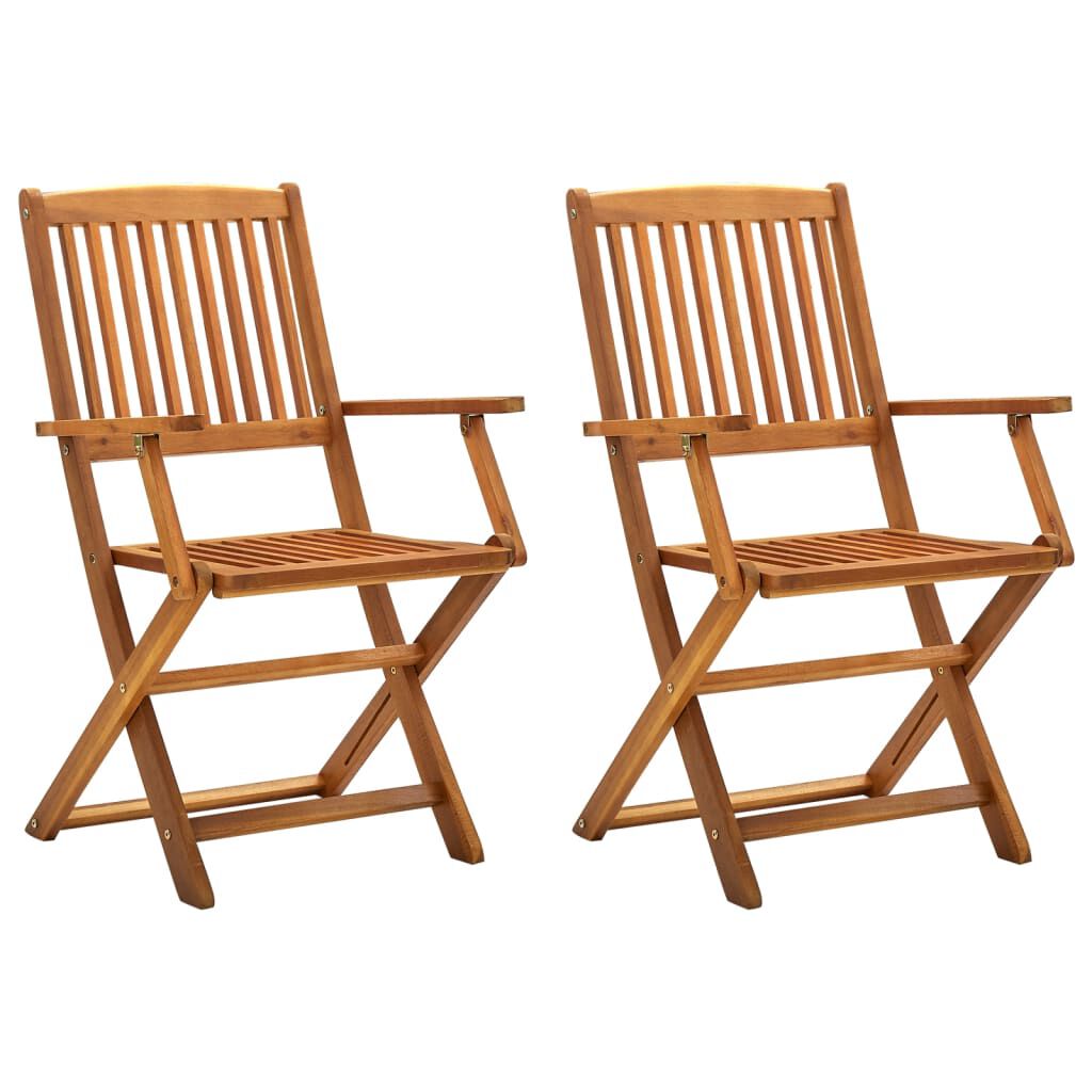 vidaXL Folding Outdoor Chairs 2 pcs Solid Acacia Wood