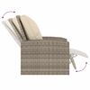 vidaXL Garden Reclining Chair with Cushions Light Brown Poly Rattan