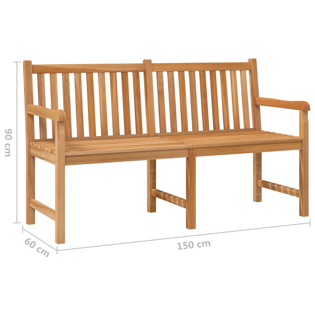 vidaXL Garden Bench 150 cm Solid Teak Wood