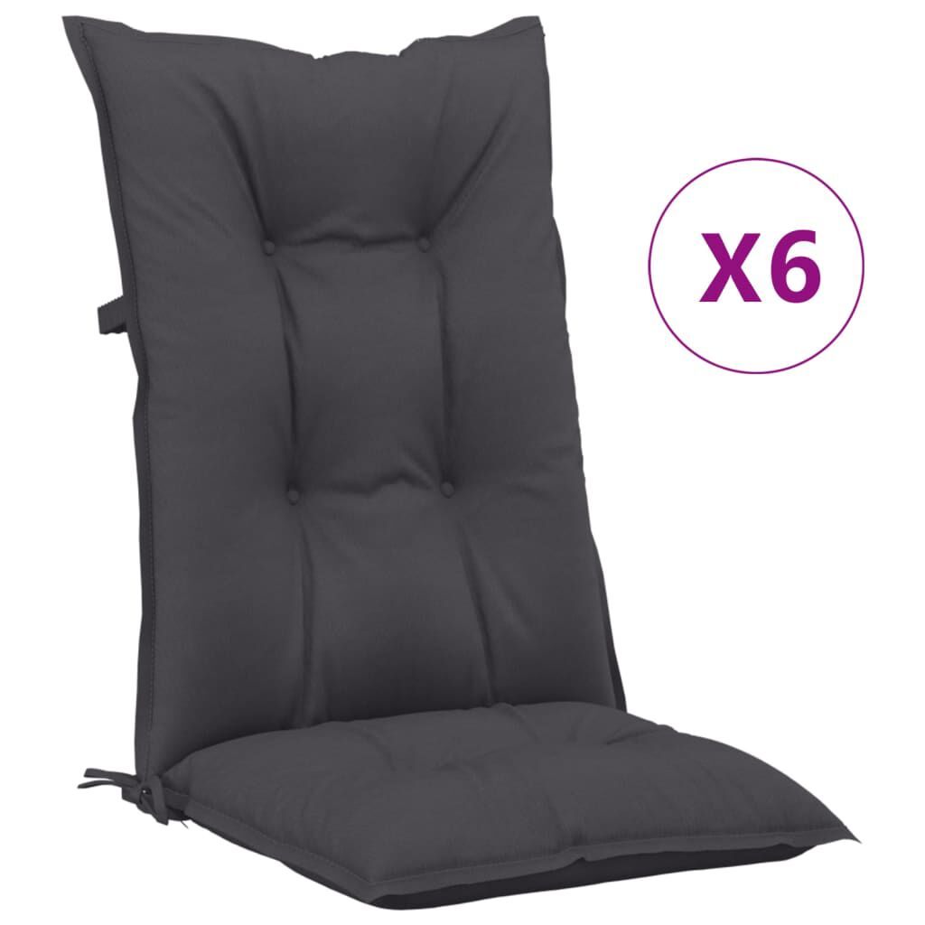 vidaXL Garden Highback Chair Cushions 6 pcs Anthracite 120x50x7 cm Fabric