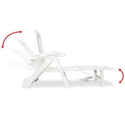 vidaXL Sun Lounger with Footrest Plastic White, white vidaXL Sun Lounger with Footrest Plastic White