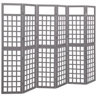 vidaXL 6-Panel Room Divider/Trellis Solid Fir Wood Grey 242.5x180 cm