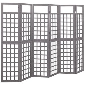 vidaXL 6-Panel Room Divider/Trellis Solid Fir Wood Grey 242.5x180 cm