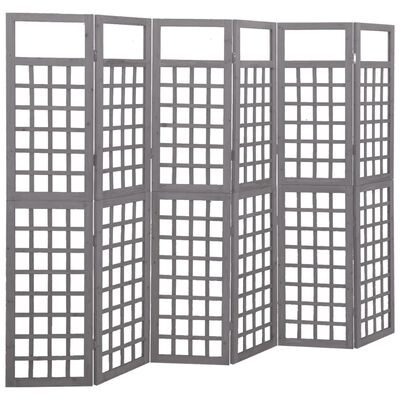 vidaXL 6-Panel Room Divider/Trellis Solid Fir Wood Grey 242.5x180 cm, grey vidaXL 6-Panel Room Divider/Trellis Solid Fir Wood Grey 242.5x180 cm