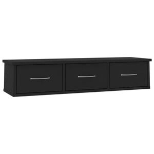vidaXL Wall-mounted Drawer Shelf Black 88x26x18,5 cm Engineered Wood