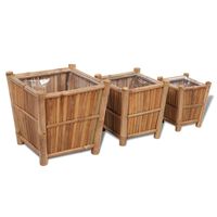 vidaXL 3 pcs Bamboo Raised Bed with Nylon Lining,  vidaXL 3 pcs Bamboo Raised Bed with Nylon Lining