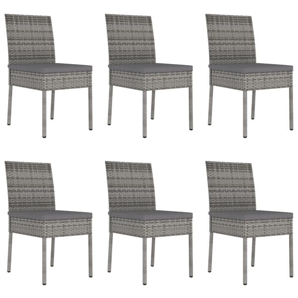 vidaXL 7 Piece Garden Dining Set Poly Rattan Grey