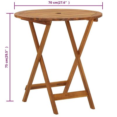 vidaXL Folding Garden Table 70 cm Solid Acacia Wood,  vidaXL Folding Garden Table 70 cm Solid Acacia Wood