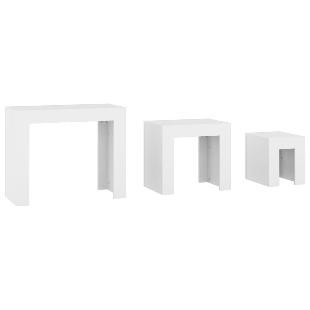 vidaXL Nesting Coffee Tables 3 pcs White Engineered Wood