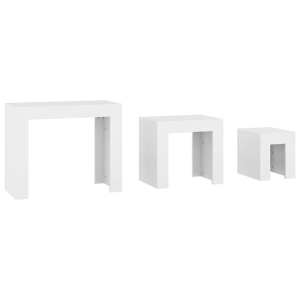 vidaXL Nesting Coffee Tables 3 pcs White Engineered Wood