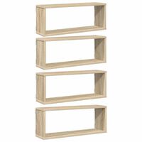 vidaXL Wall Cube Shelf 4 pcs Sonoma Oak 60x15x23 cm Engineered Wood
